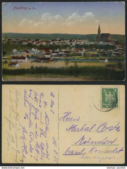 Germany 1925 Old Postcard Neuoetting Am Inn - Panorama