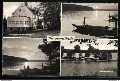 AK Angermünde, Gehegemühle am Wolletzsee, Uferpartie, Bootssteg