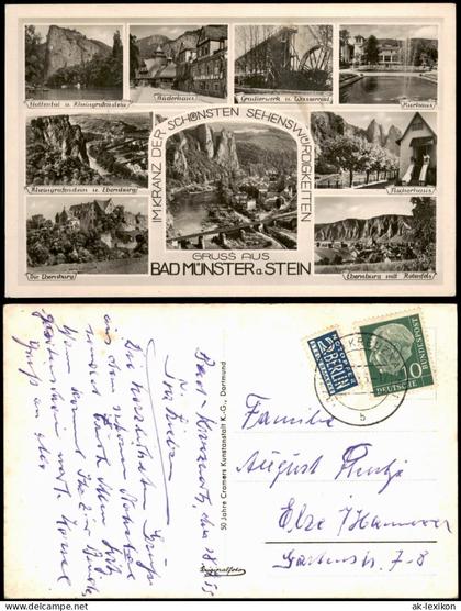 Bad Münster am Stein am Stein-Ebernburg Mehrbildkarte vielen Ortsansichten 1955