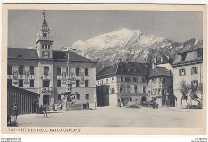 Bad Reichenhall, Rathausplatz old postcard travelled 1943 Bad Reichenhall Pmk b170605
