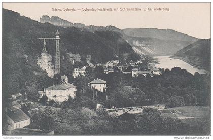 AK Sächsische Schweiz Bad Schandau Aufzug Hotel Sendig Winterberg bei Postelwitz Rathmannsdorf Krippen Ostrau Schmilka