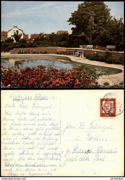 Ansichtskarte Edingen-Neckarhausen Gemeinde-Park, Edingen am Neckar 1958