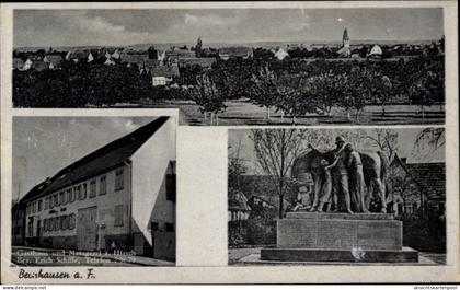 CPA Bernhausen Filderstadt Bade Württemberg, Kriegerdenkmal, Gasthaus zum Hirsch