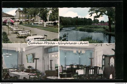 AK Bargteheide in Holstein, an der Lasbeker Mühle, Ufer am Fluss, auf der Terrasse, Gasträume
