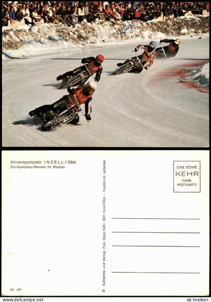 Ansichtskarte Inzell Oberbayern Eis-Speedway-Rennen im Stadion Motorrad 1978