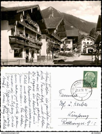 Ansichtskarte Marquartstein Ortsansicht Dorfstrasse, kleines Geschäft 1958