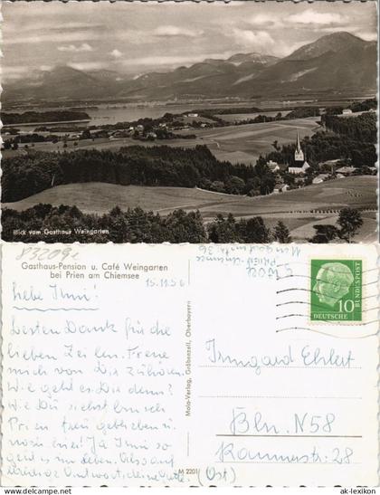 Ansichtskarte Prien Panorama mit Blick vom Gasthaus Weingarten 1956