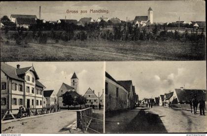 CPA Manching an der Donau Oberbayern, Totalansicht, Kirche