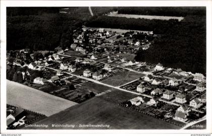 CPA Unterhaching in Oberbayern, Luftaufnahme von Waldsiedlung, Schreibersiedlung