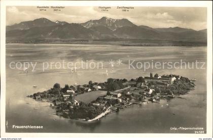 Frauenchiemsee Kloster Frauenwoerth Chiemgauer Alpen Original Fliegeraufnahme