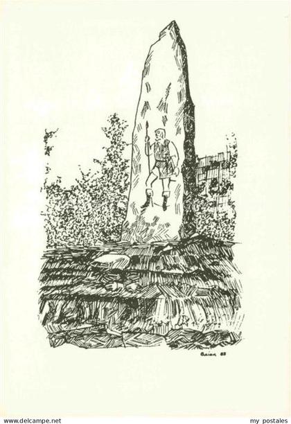 Germering Oberbayern Germarbrunnen Zeichnung R. Baier Kuenstlerkarte