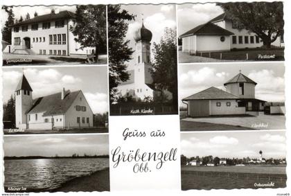 Gröbenzell m. Post, Gemeindehaus usw., ungebr. Mehrbild sw-AK