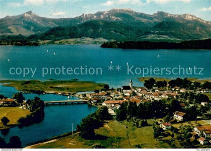 Seebruck Chiemsee mit Chiemgauer Alpen Fliegeraufnahme