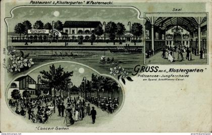 Clair de lune Lithographie Berlin Charlottenburg Plötzensee, Jungfernheide, Restaurant zum Klostergarten