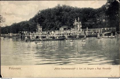 CPA Berlin Charlottenburg Plötzensee, Militär-Schwimmanstalt 2. Grd. Inf. Brigade v. Regt. Alexander