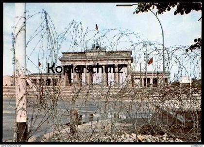 ÄLTERE POSTKARTE BERLIN  BRANDENBURGER TOR BERLINER MAUER CHUTE DU MUR WALL STACHELDRAHT Barbwire Barbelé cpa postcard