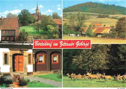 Bertsdorf-Hoernitz Zittau Sachsen Kirchensemble Blick zum Breiteberg Sandsteintu