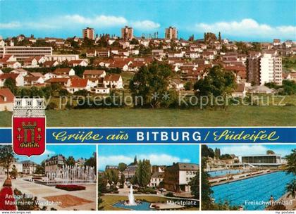 Bitburg Maximinr Waeldchen Marktplatz Freibad Stadtpanorama