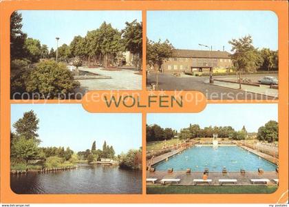 Wolfen Bitterfeld Leipziger Str Bahnhof Fuhneaue mit Gondelteich Schwimmbad