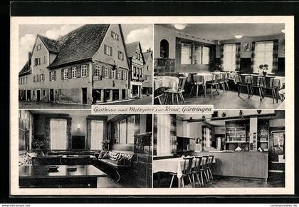 AK Gärtringen /Kreis Böblingen, Gasthaus und Metzgerei zur Krone, Innenansichten