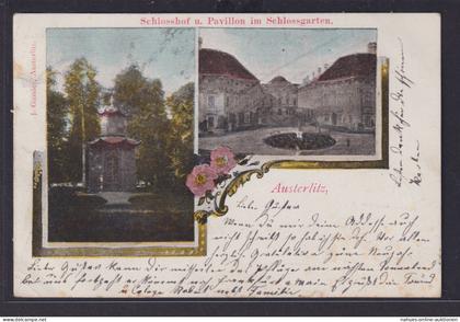 Ansichtskarte Künstlerkarte Austerlitz Slavkov u Brna Schlosshof Pavillon
