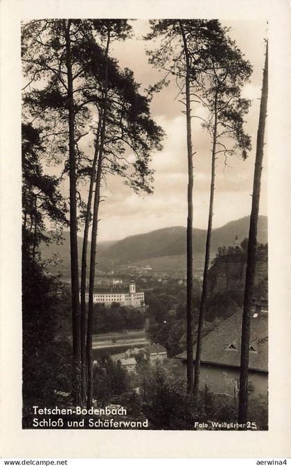 Schloss und Schäferwand in Tetschen-Bodenbach Böhmen Postkarte AK 1941