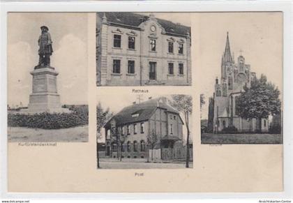 39077079 - Fehrbellin mit Post, Kurfuerstendenkmal und Kirche ungelaufen  kleiner Knick unten rechts, sonst gut erhalte