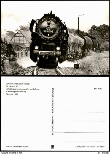 Ansichtskarte Golzow Dampflokomotiven im Einsatz Baureihe 52.80 1985