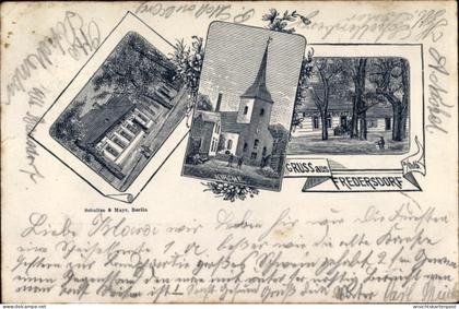 Artiste CPA Fredersdorf Vogelsdorf an der Ostbahn, Gasthof mit Kirche und Bäckerei R. Loose