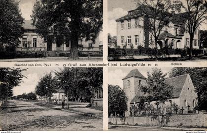 CPA Ahrensdorf Ludwigsfelde in Brandenburg, Gasthof Otto Paul, Schule, Kirche
