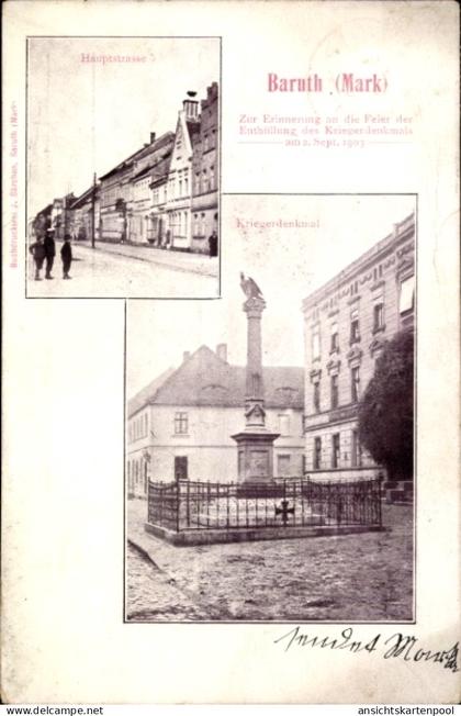 CPA Baruth in der Mark, Hauptstraße, Kriegerdenkmal, Enthüllung 2. Sept. 1903