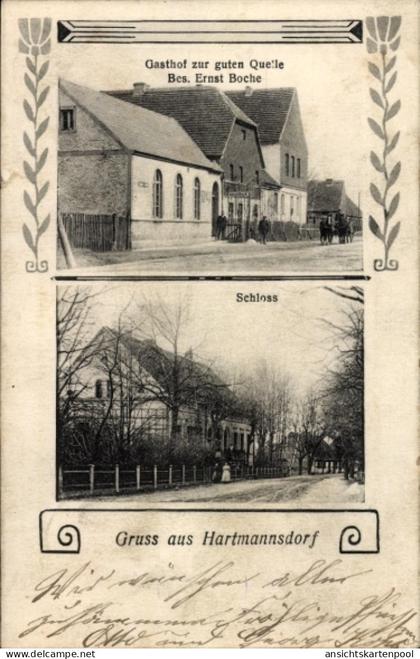 CPA Hartmannsdorf Spreenhagen Brandenburg, Schloss, Gasthof zur guten Quelle