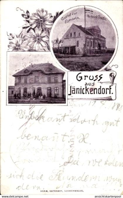 CPA Jänickendorf Nuthe Urstromtal Brandenburg, Gasthof zur Eisenbahn