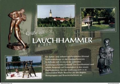CPA Lauchhammer in der Niederlausitz, Skulptur-Paar, Kunstgussmuseum, Infos über Lauchhammer