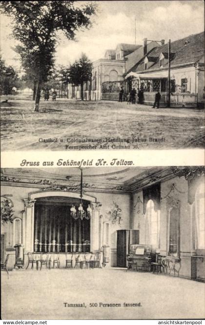 CPA Schönefeld Kreis Teltow, Gasthof, Kolonialwaren-Geschäft, Tanzsaal