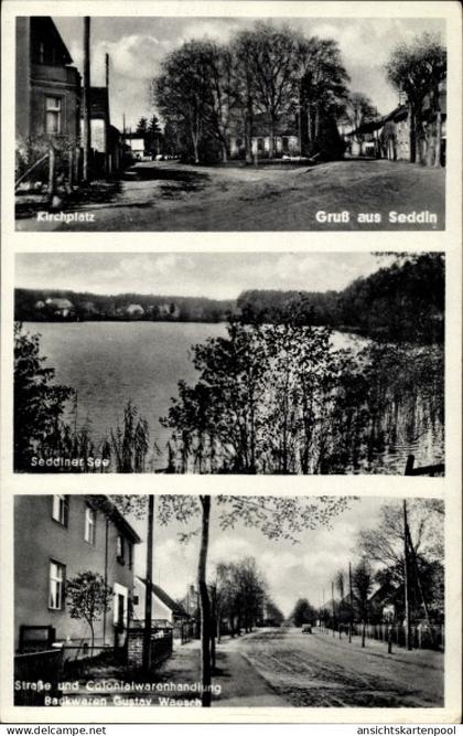 CPA Seddin Seddiner See Brandenburg, Kirchplatz, Seddiner See, Straße, Geschäftshaus