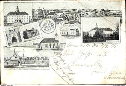 CPA Sonnewalde in der Niederlausitz, Panorama, Schloss, Kirche