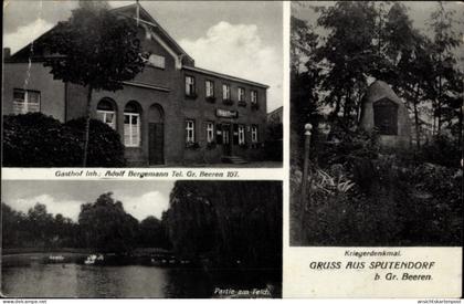 CPA Sputendorf Stahnsdorf in Brandenburg, Kriegerdenkmal, Partie am Teisch, Gasthof