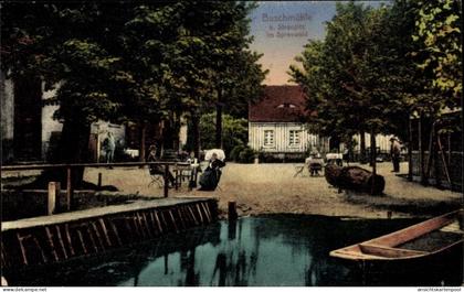 CPA Straupitz im Spreewald, Buschmühle, Boot