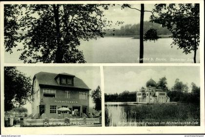 CPA Summt Mühlenbeck Mühlenbecker Land, Cafe und Pension Hubertuseck, Schwimmender Pavillon