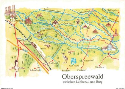 Luebbenau Spreewald Brandenburg Oberspreewald Gebietskarte zwischen Luebbenau un