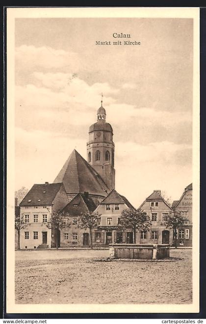 AK Calau, Markt mit Kirche