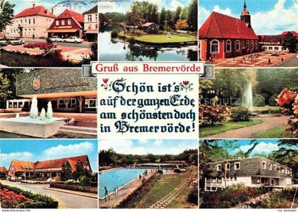 Bremervoerde Landkreis-Bremervoerde Kirche Park Schwimmbad Springbrunnen Teich