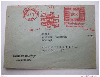 WESERMÜNDE, Firmenbrief mit Freistempel 1943