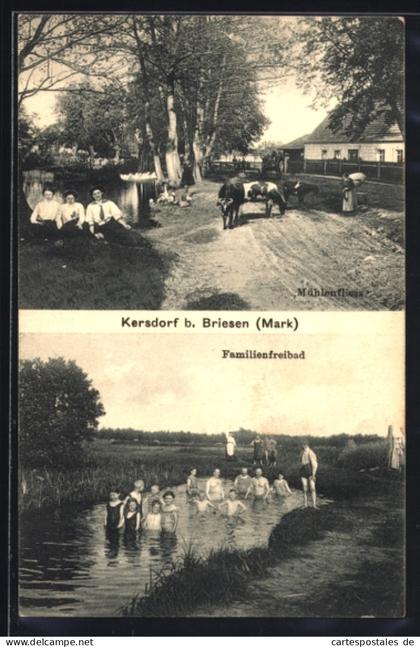 AK Kersdorf b. Briesen, Mühlenfliess, Familienfrebad