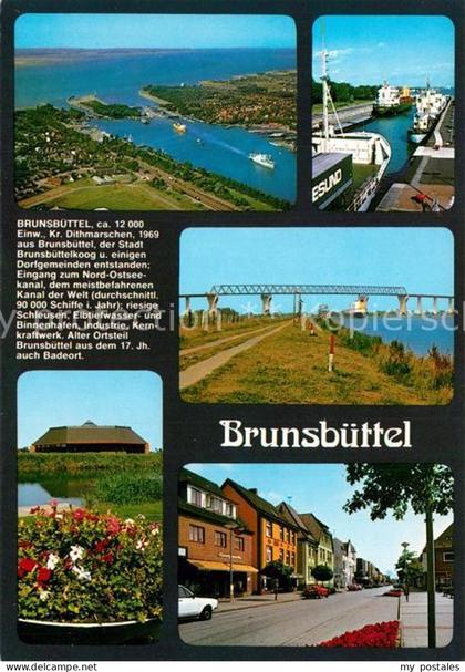 Brunsbuettel Fliegeraufnahme Hafen Bruecke Stadtansicht Park Chronik