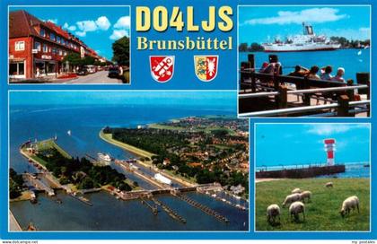 Brunsbuettel Ortspartie Schleuse Fliegeraufnahme Dampfer Leuchtturm