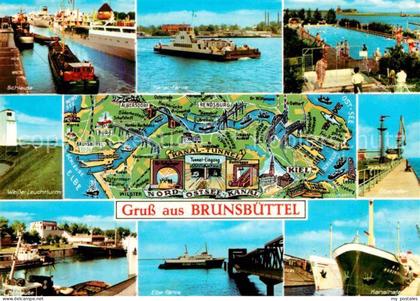 Brunsbuettel Schleuse Kanalfaehre Schwimmbad Leuchtturm Hafen Hochseeschiff Land