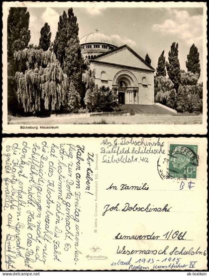 Ansichtskarte Bückeburg Mausoleum (Gebäude-Ansicht) 1956