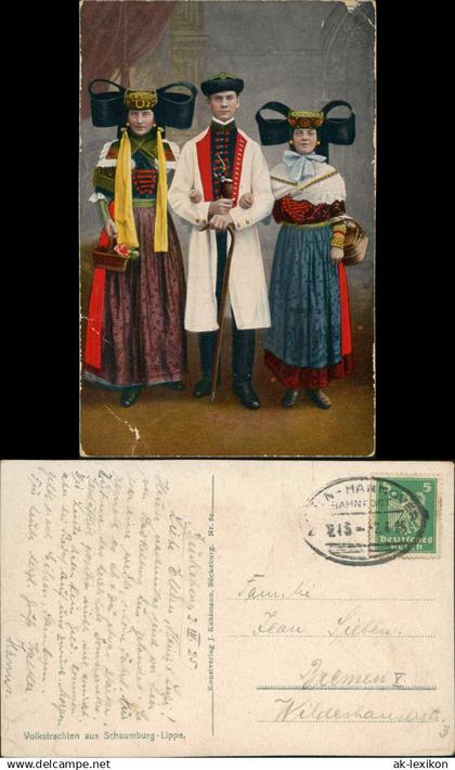 Bückeburg Personen in Volkstracht 1925   Bahnpost gelaufen (Bahnpoststempel)